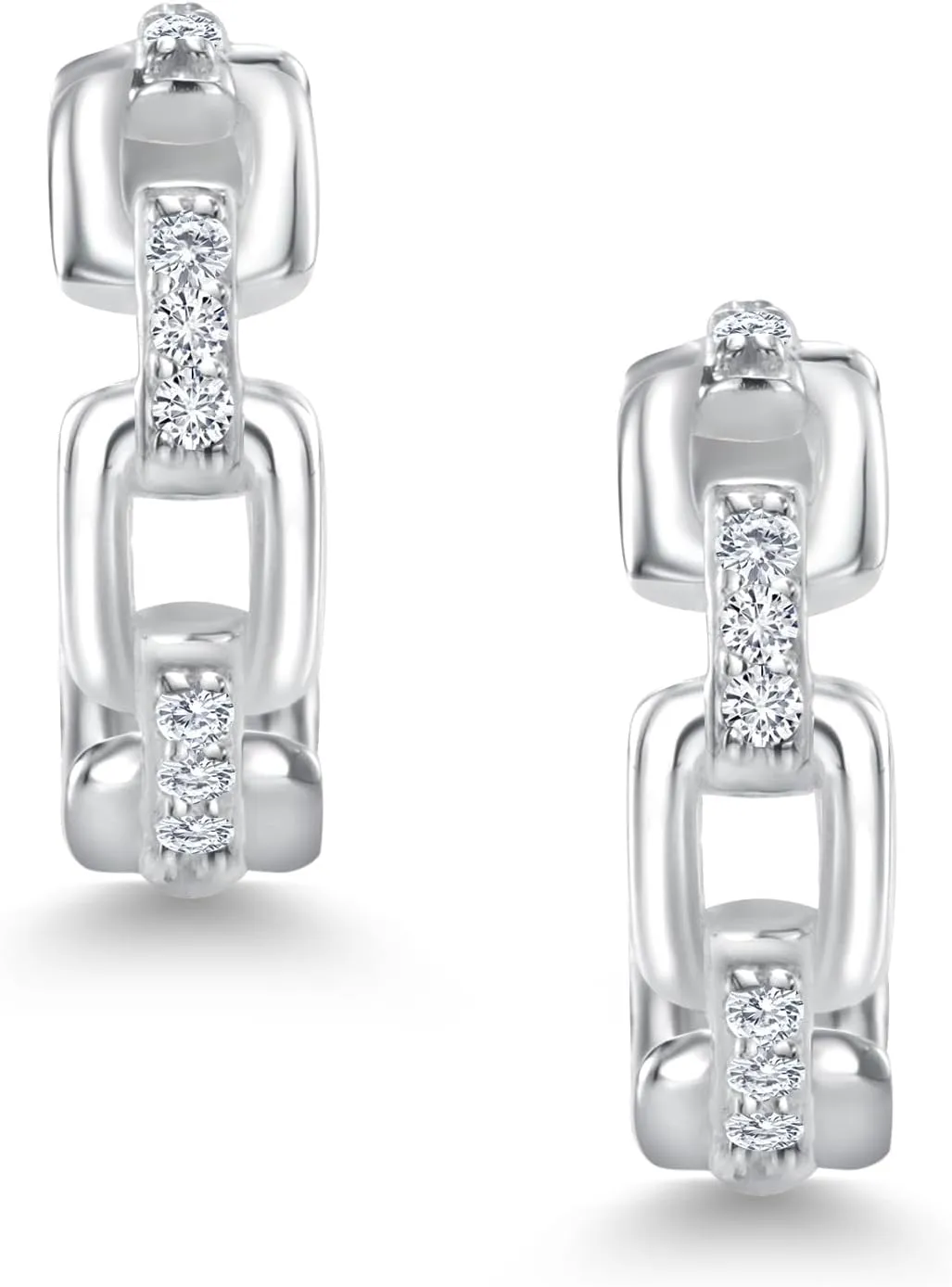 Gem Stone King 925 Sterling Silver White Lab Grown Diamond Round Huggie Clip On Ear Cuff Earrings Non-Piercing Fine Jewelry For Women (10MM=0.40 Inch Diameter, 3.5MM Width)