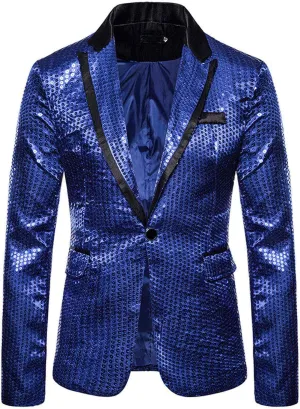 Glitter Suit Jacket for Men Gold Sequin Jacket Kids Blazer for Men Blue Mens Sport Coats and Blazers Big and Tall 5XL