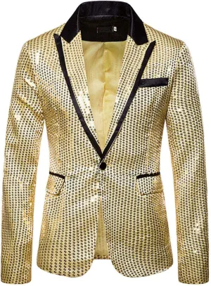 Glitter Suit Jacket for Men Gold Sequin Jacket Kids Blazer for Men Blue Mens Sport Coats and Blazers Big and Tall 5XL
