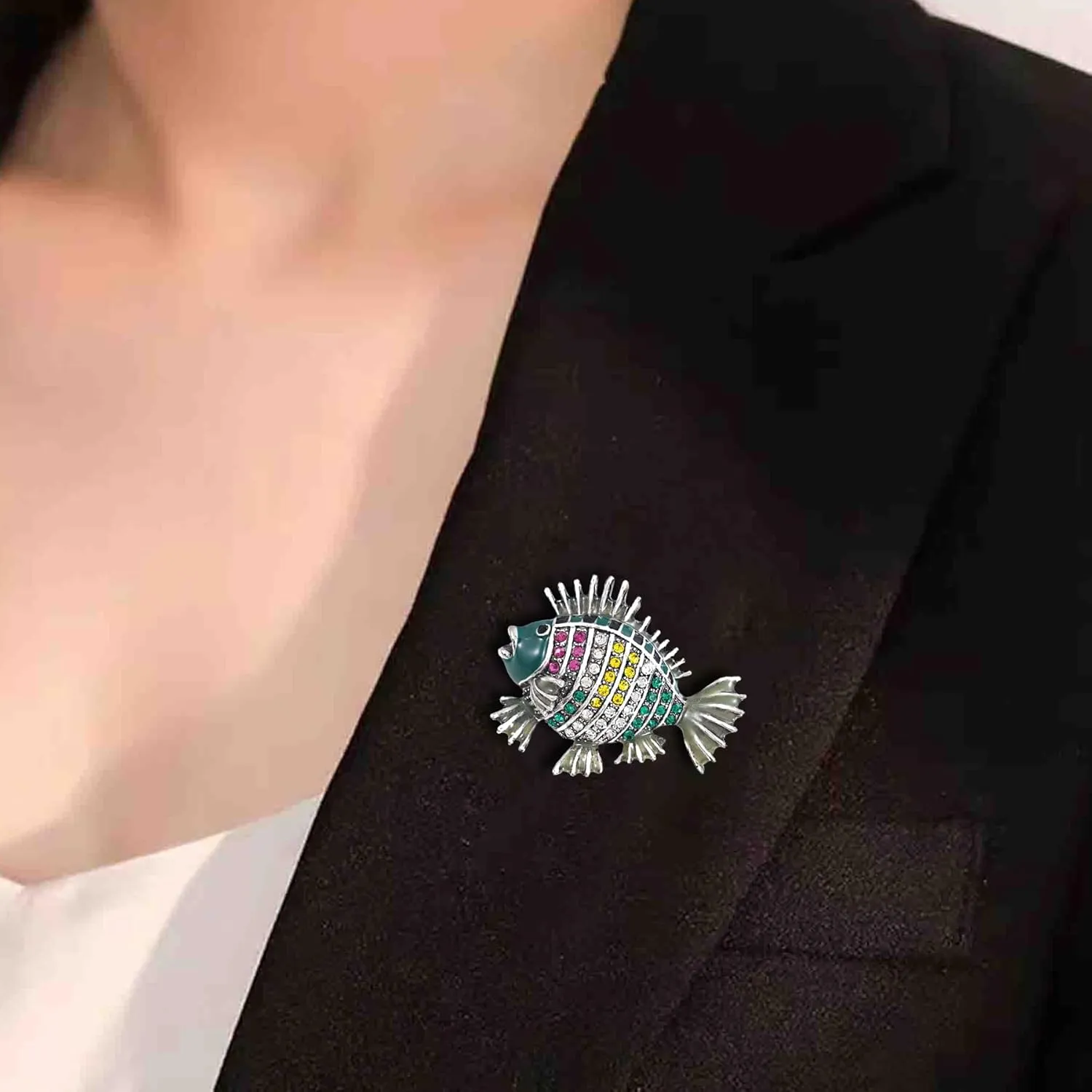 Gold Crystal Goldfish Tropical Fish Lobster Brooches for Womne Elegant Enamel Rhinestone Pearl Oceano Animal Brooch Pins Fashion Jewelry Brooch pin Accessories for Women Men Gift