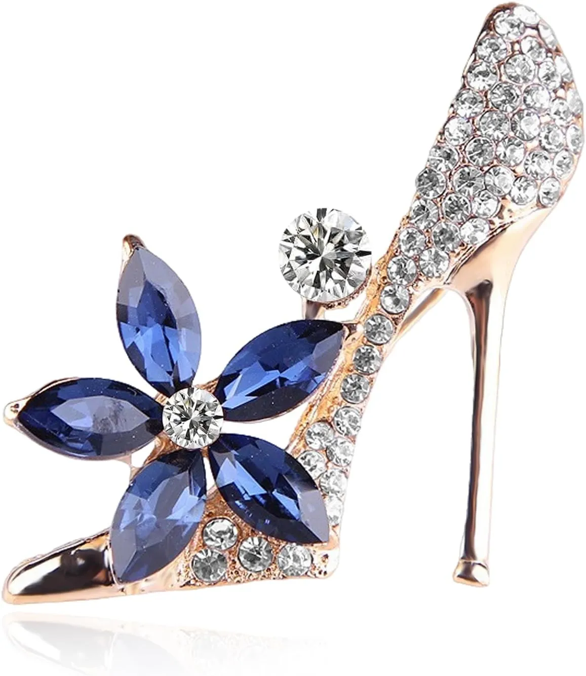 Gold Crystal High Heels Shoes Shape Brooches for Womne Elegant Rhinestone Pearl Floral Brooch Pins Fashion Jewelry Brooch pin Accessories for Women Girl Gift