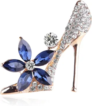Gold Crystal High Heels Shoes Shape Brooches for Womne Elegant Rhinestone Pearl Floral Brooch Pins Fashion Jewelry Brooch pin Accessories for Women Girl Gift