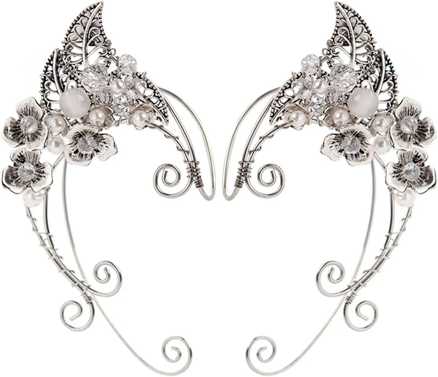 Gothic Earcuffs Piercing Cartilage Climber Ear Wrapped Vintage Silver Stud Earrings Punk Hip Hop Earrings Gift