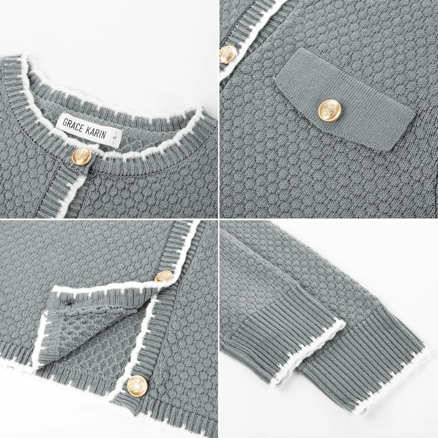 GRACE KARIN Women's Cardigans 2024 Button Down Knit Sweater Contrast Color Lightweight Lady Jackets Fall Outfits