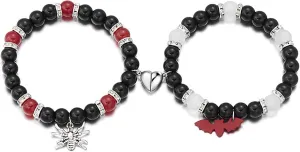 Halloween Bracelets Matching Bracelets for Couples Friendship Bracelets Couples Spider Bat Matching Bracelets Heart Beaded Stretch Bracelets Halloween Valentine's Day Party Jewelry