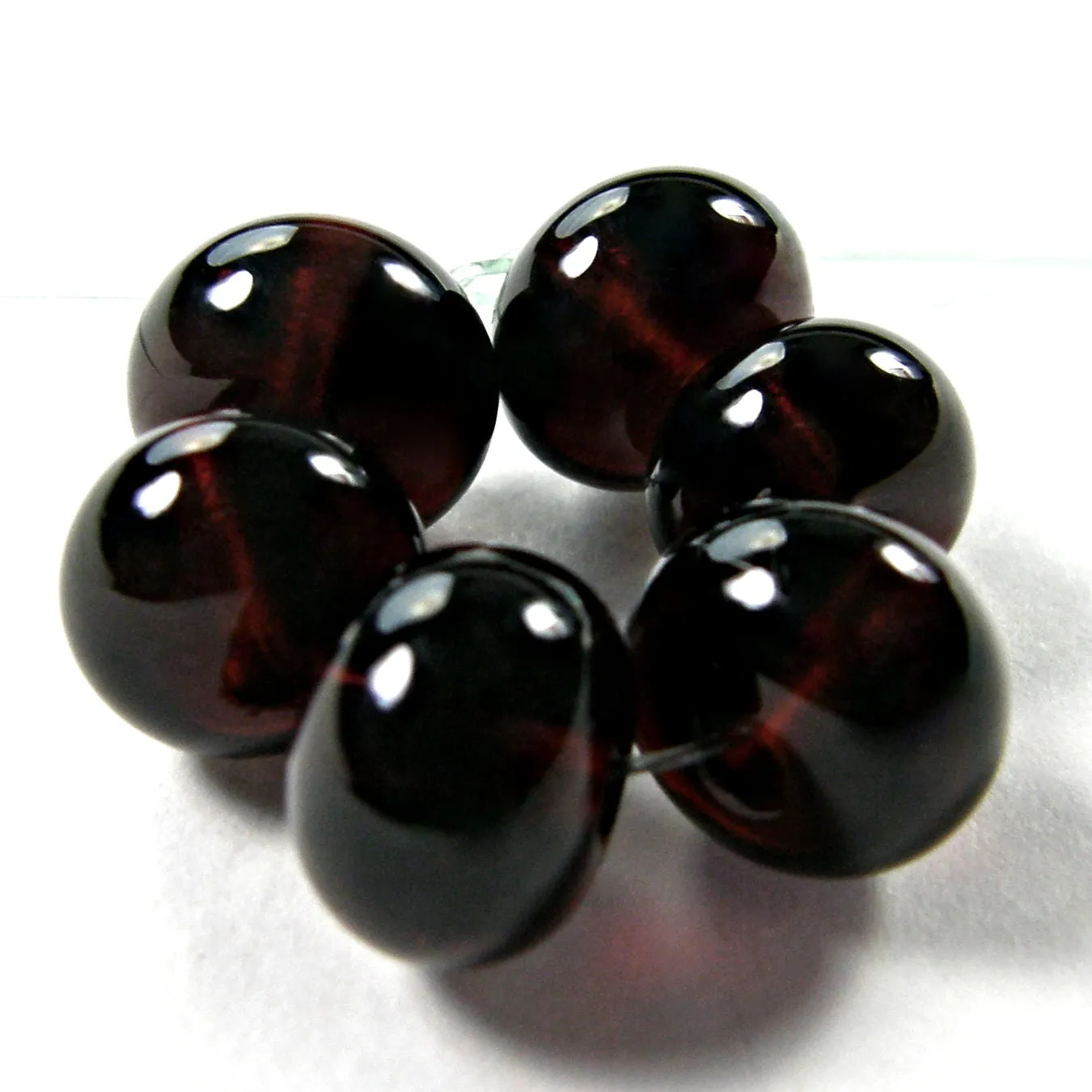 Handmade Lampwork Glass Beads, Dark Amber Rootbeer Brown Shiny 016g