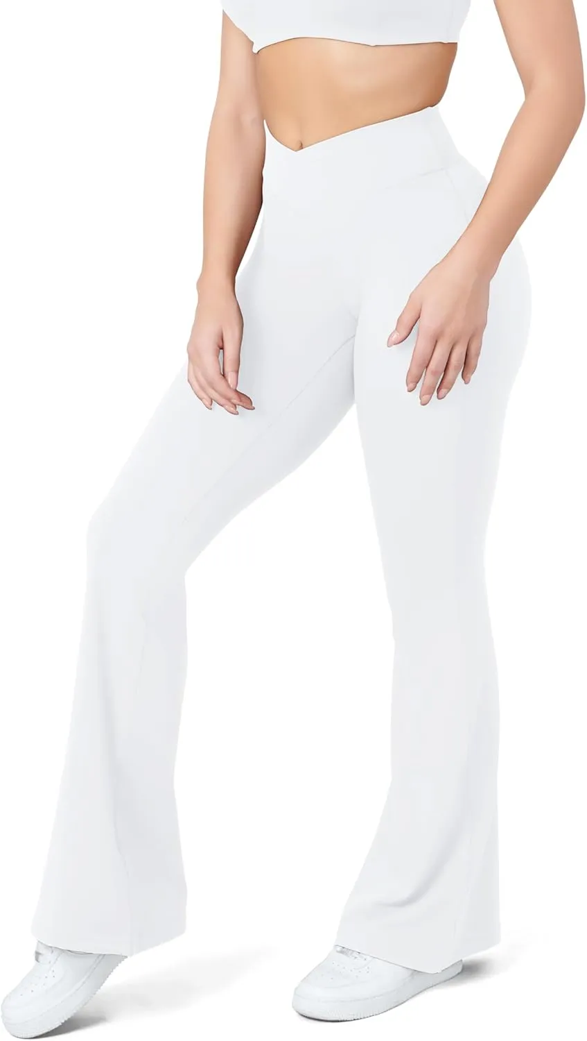 HEGALY Women's Flare Yoga Pants - Crossover Flare Leggings High Waisted Tummy Control Workout Casual Bootcut Pants