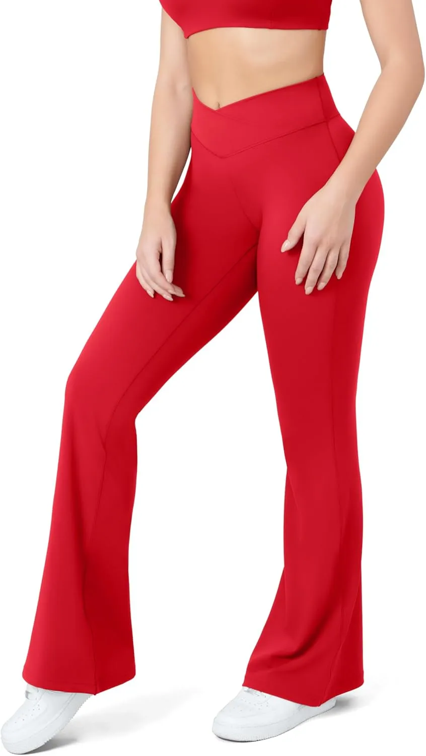 HEGALY Women's Flare Yoga Pants - Crossover Flare Leggings High Waisted Tummy Control Workout Casual Bootcut Pants
