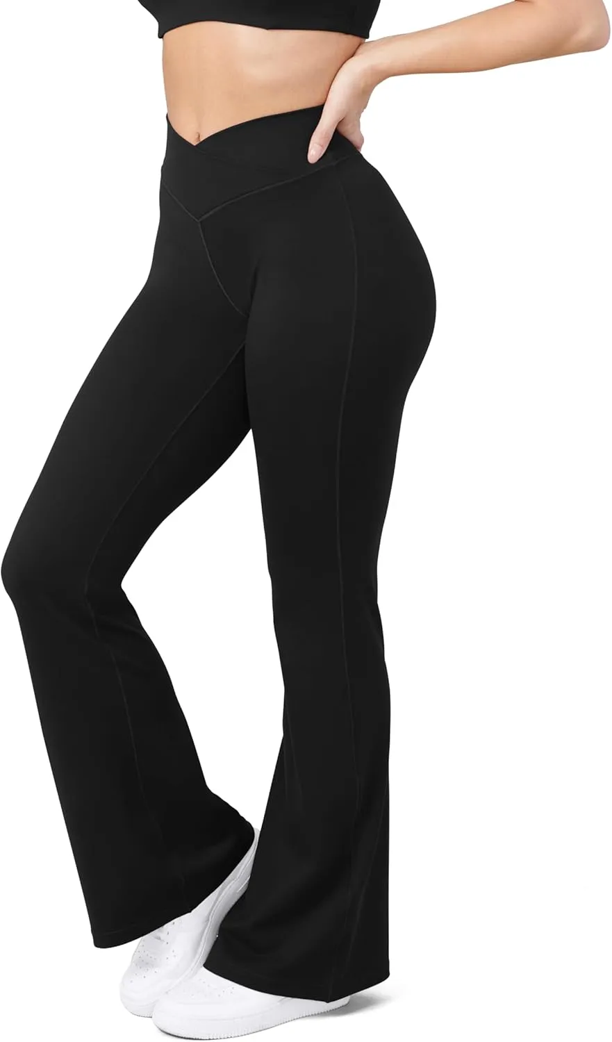 HEGALY Women's Flare Yoga Pants - Crossover Flare Leggings High Waisted Tummy Control Workout Casual Bootcut Pants