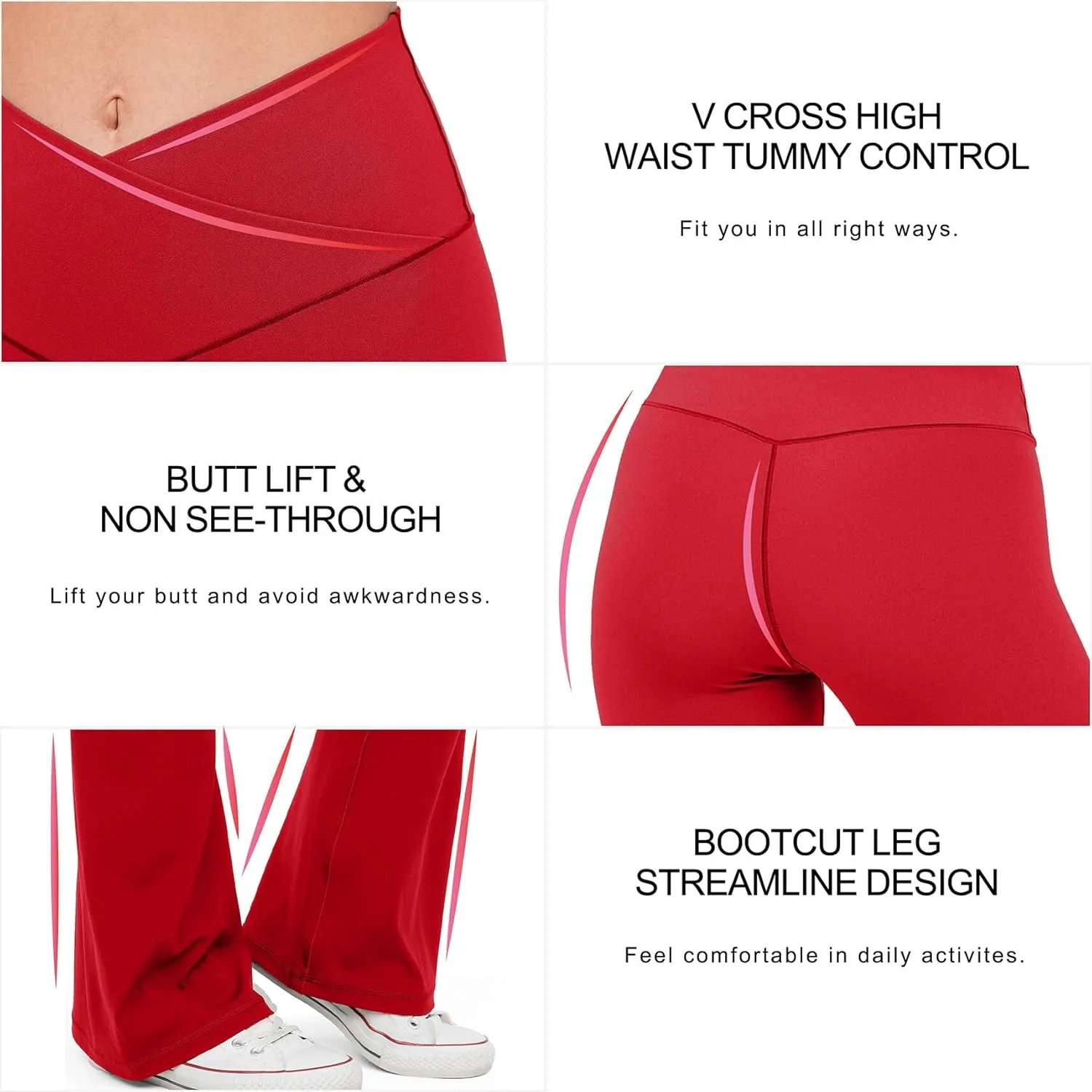 HEGALY Women's Flare Yoga Pants - Crossover Flare Leggings High Waisted Tummy Control Workout Casual Bootcut Pants