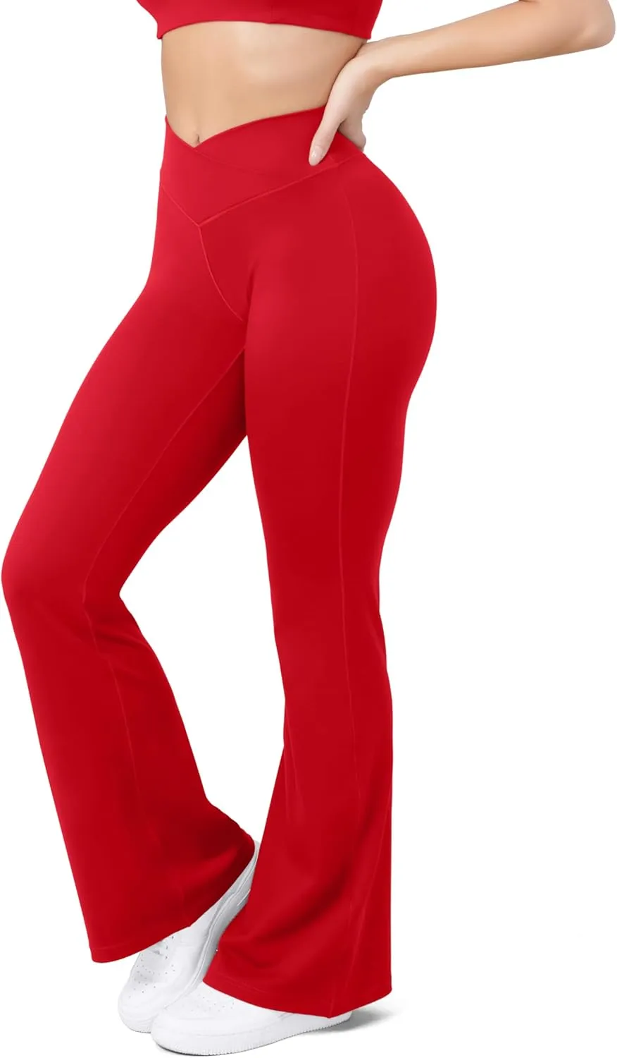 HEGALY Women's Flare Yoga Pants - Crossover Flare Leggings High Waisted Tummy Control Workout Casual Bootcut Pants