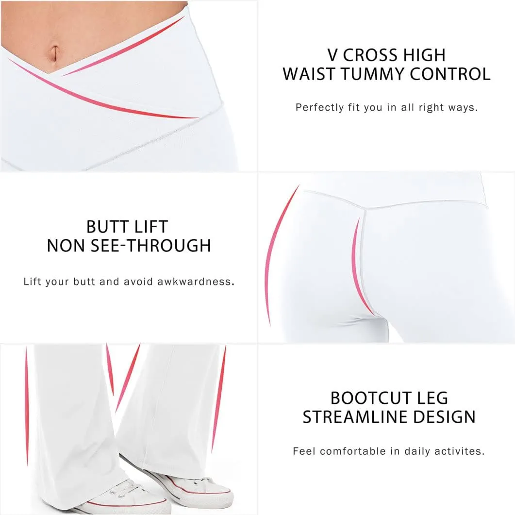 HEGALY Women's Flare Yoga Pants - Crossover Flare Leggings High Waisted Tummy Control Workout Casual Bootcut Pants