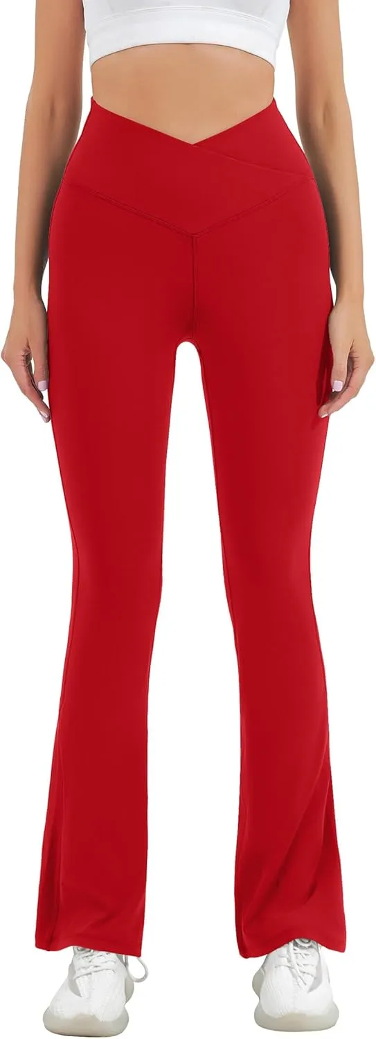 HEGALY Women's Flare Yoga Pants - Crossover Flare Leggings High Waisted Tummy Control Workout Casual Bootcut Pants
