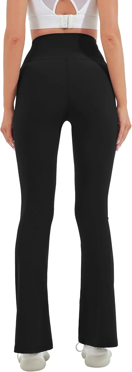 HEGALY Women's Flare Yoga Pants - Crossover Flare Leggings High Waisted Tummy Control Workout Casual Bootcut Pants