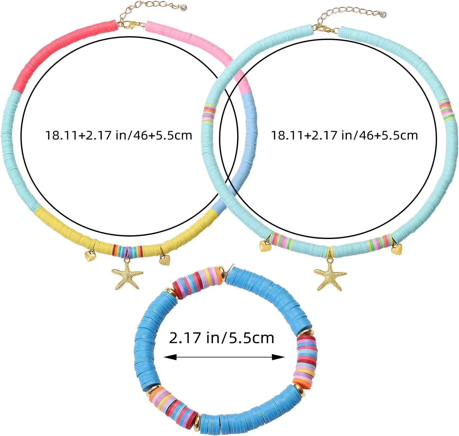 Heishi Surfer Necklace And Bracelets Set Preppy Bracelets Clay Bead Bracelets Necklace Summer Beach Bracelets Jewelry For Women Friendship Bracelets