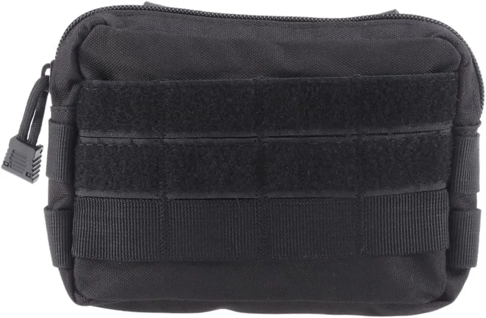HEMOTON Camouflage Pouches Compact Water Resistant Phone Pouch for Outdoor Utility Heavy Duty Bag with Zipper Closure and Attachment Black