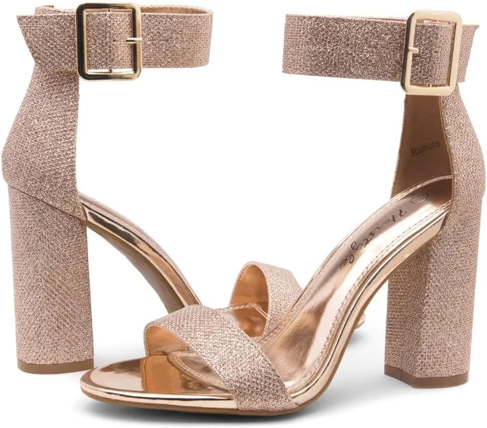 Herstyle Rumors Women's High Heels Open Toe Chunky Block Heeled Sandals with Ankle Strap  Dressy Strappy Heels for Prom Wedding Office, and Party