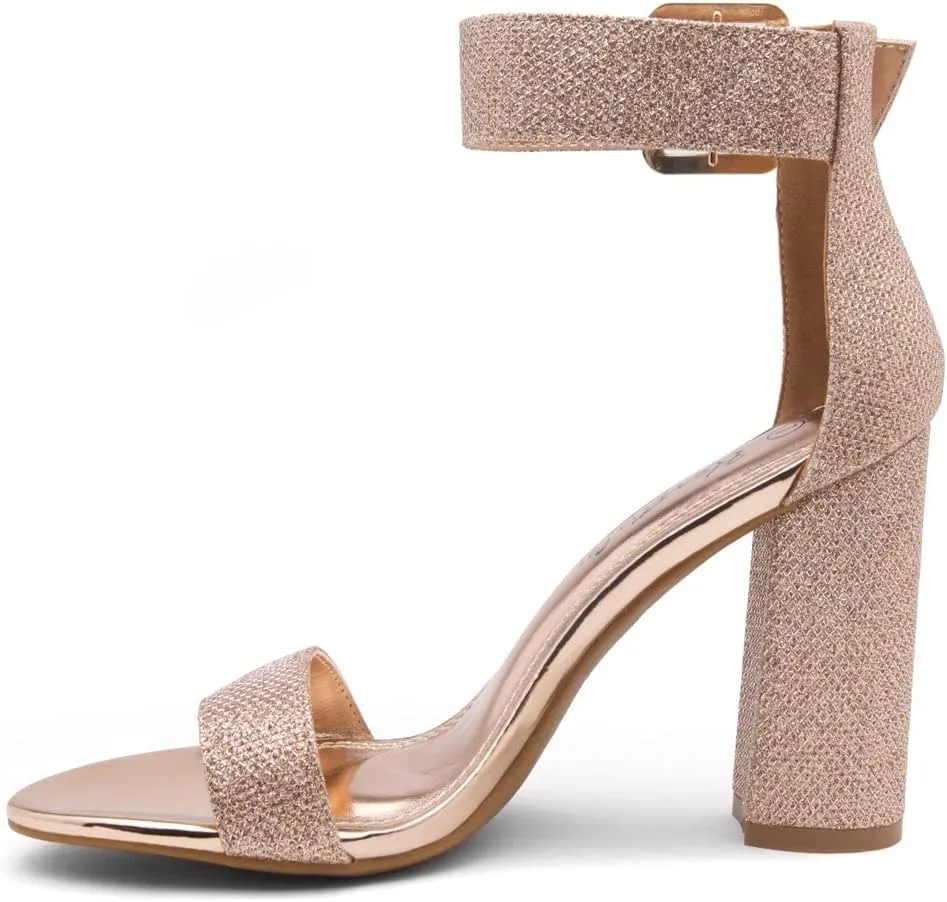 Herstyle Rumors Women's High Heels Open Toe Chunky Block Heeled Sandals with Ankle Strap  Dressy Strappy Heels for Prom Wedding Office, and Party