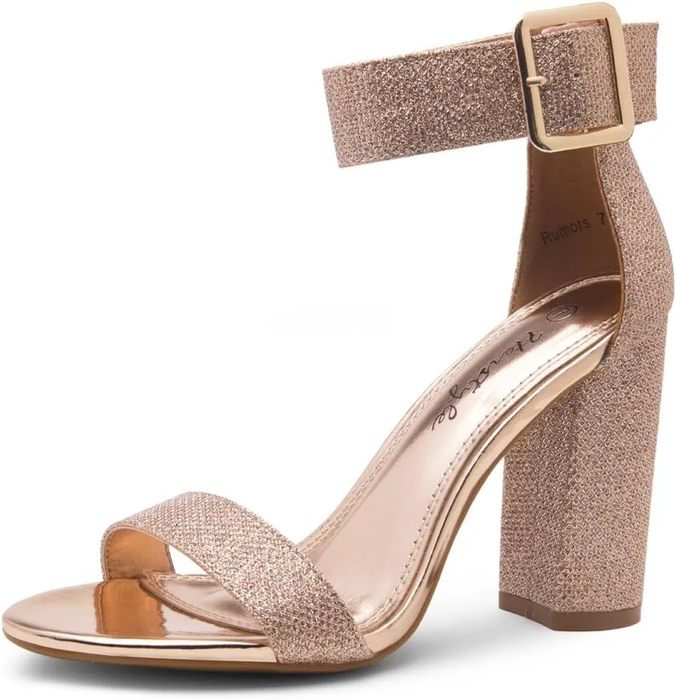 Herstyle Rumors Women's High Heels Open Toe Chunky Block Heeled Sandals with Ankle Strap  Dressy Strappy Heels for Prom Wedding Office, and Party