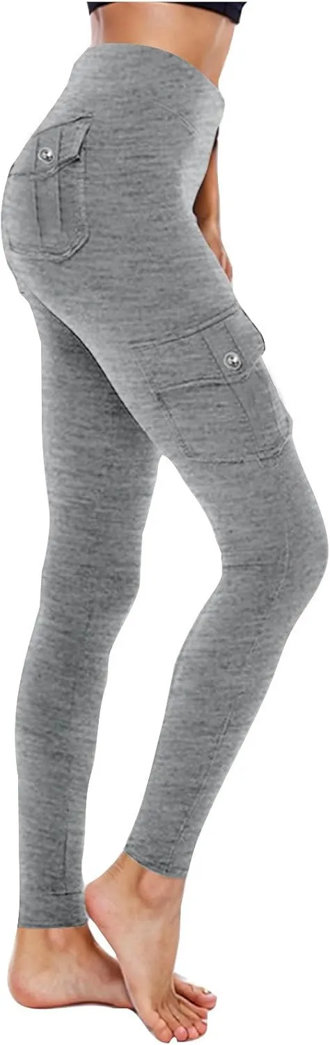 High Waisted Leggings for Women Cargo Yoga Pants with Pockets Buttery Soft Stretch Workout Butt Lifting Leggings