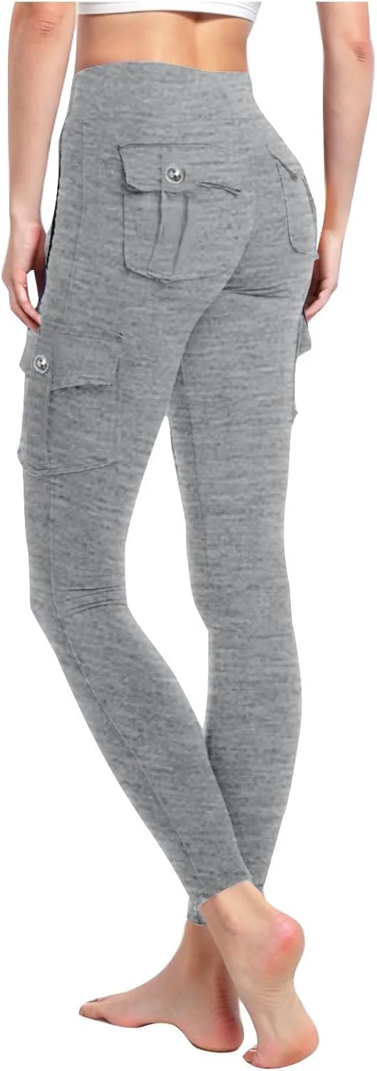 High Waisted Leggings for Women Cargo Yoga Pants with Pockets Buttery Soft Stretch Workout Butt Lifting Leggings