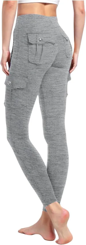 High Waisted Leggings for Women Cargo Yoga Pants with Pockets Buttery Soft Stretch Workout Butt Lifting Leggings