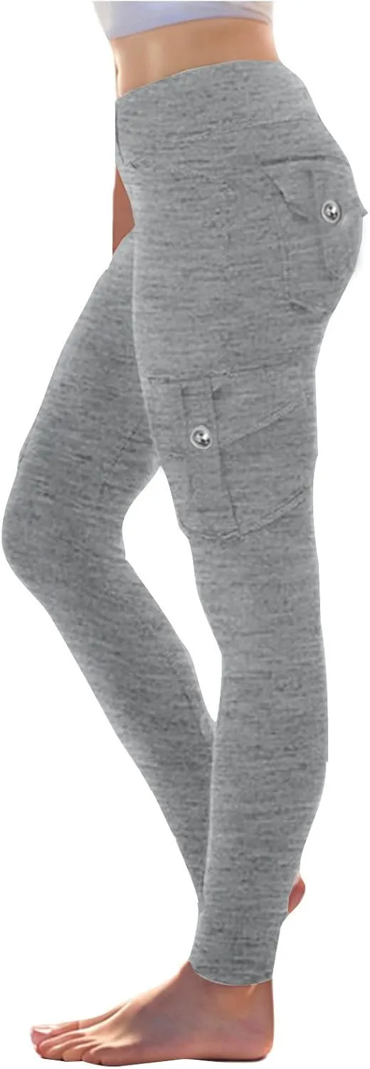 High Waisted Leggings for Women Cargo Yoga Pants with Pockets Buttery Soft Stretch Workout Butt Lifting Leggings