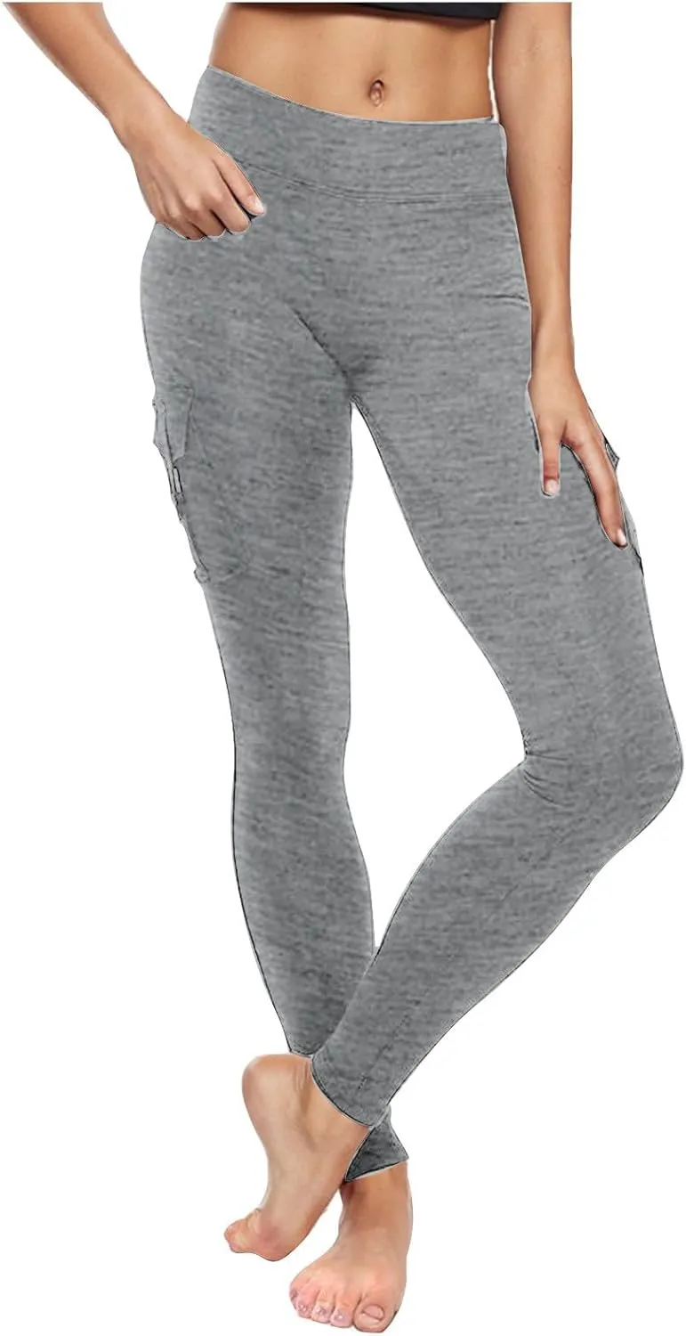 High Waisted Leggings for Women Cargo Yoga Pants with Pockets Buttery Soft Stretch Workout Butt Lifting Leggings