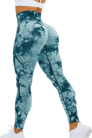 HIGORUN Tie Dye Workout Seamless Leggings for Women High Waist Gym Leggings Yoga Pants