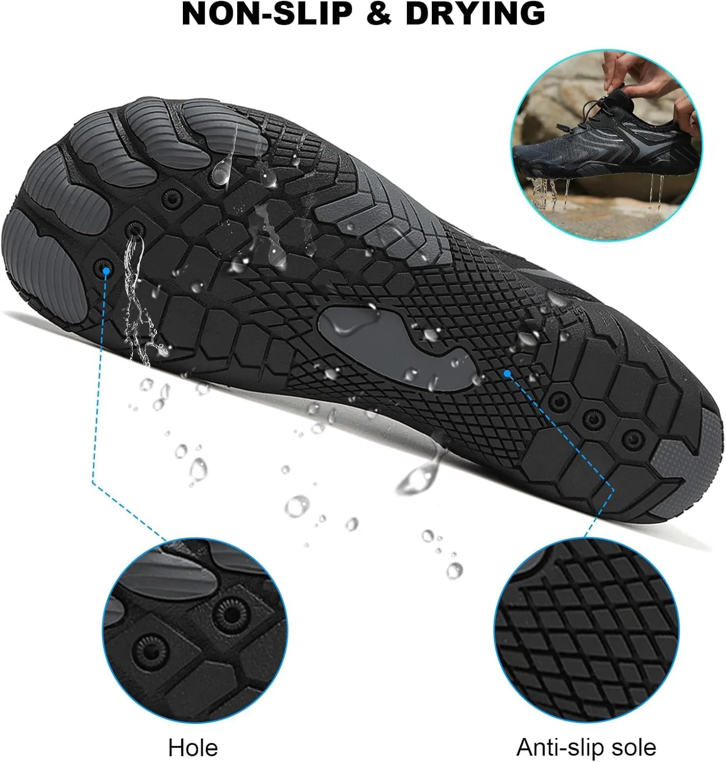 Hike Barefoot Shoes for Women Men Footwear Pro Bare Foot Shoes Wide Toe Box, Healthy & Non-Slip Trail Running Shoes, Breathable Beach Pool Swim Surf Hiking Shoes