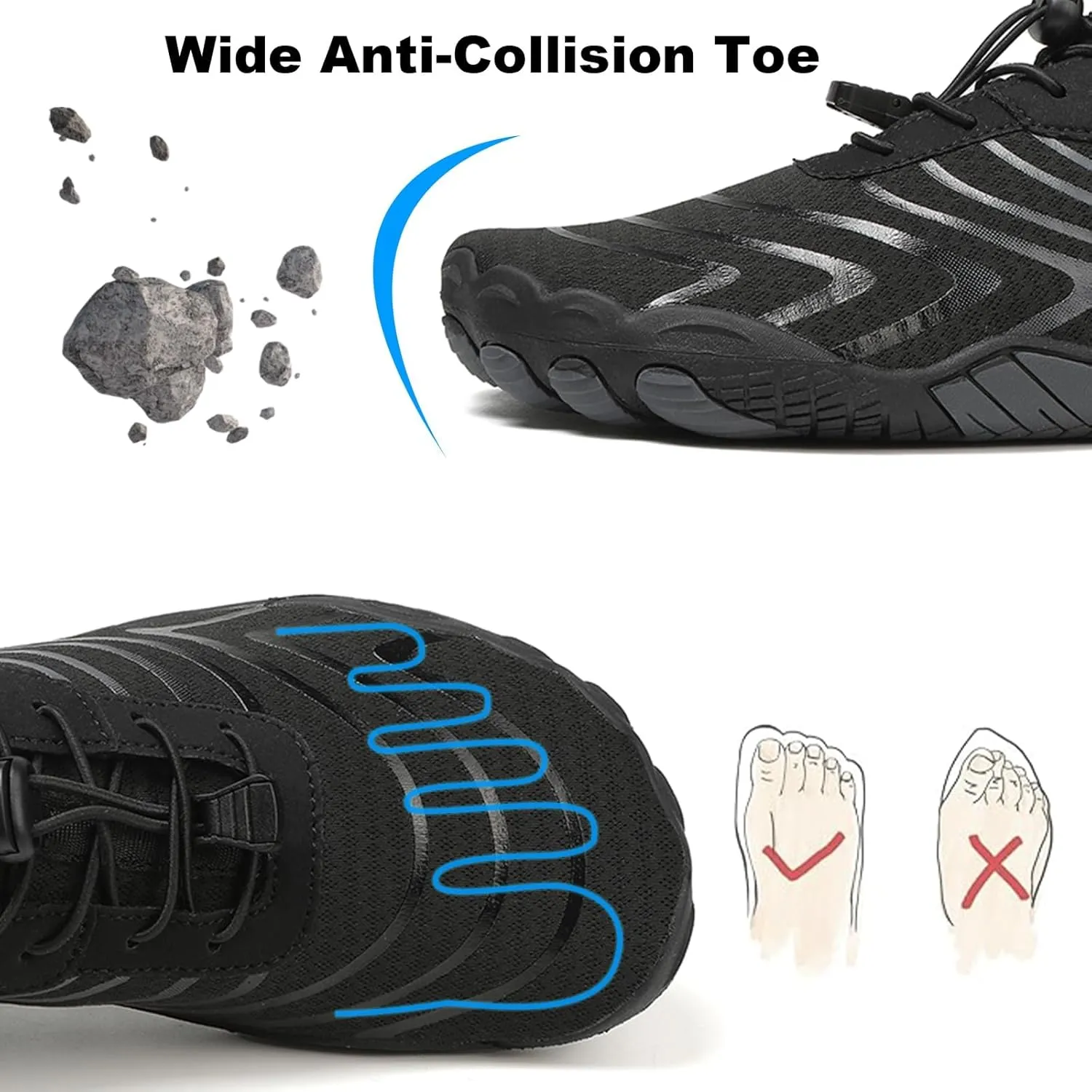 Hike Barefoot Shoes for Women Men Footwear Pro Bare Foot Shoes Wide Toe Box, Healthy & Non-Slip Trail Running Shoes, Breathable Beach Pool Swim Surf Hiking Shoes