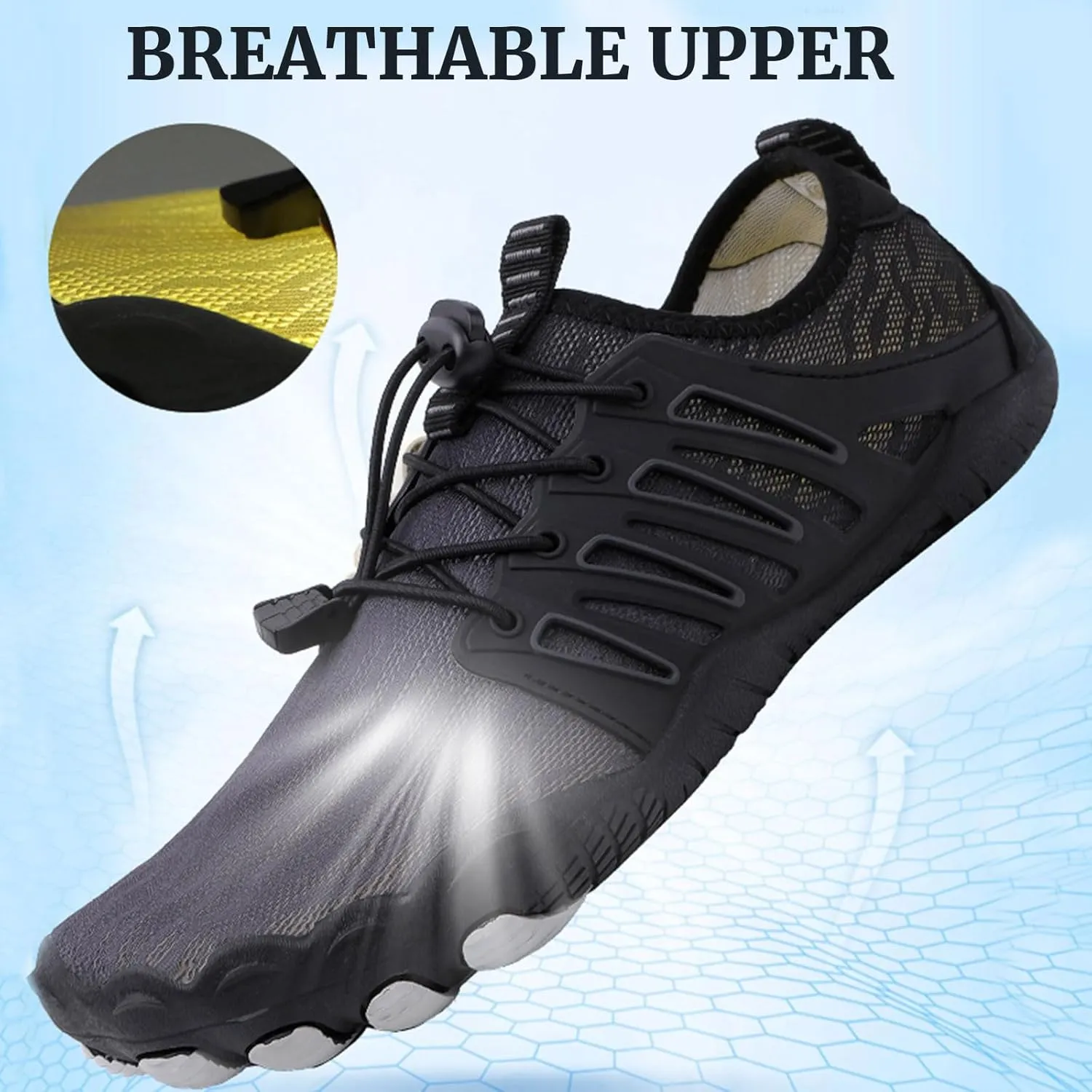 Hike Barefoot Shoes for Womens Mens Footwear, Pro Barefoot Shoes with Wide Toe Box Healthy & Non-Slip, Breathable Trail Running Shoes, Beach Pool Swim Surf Hiking Walking Shoes