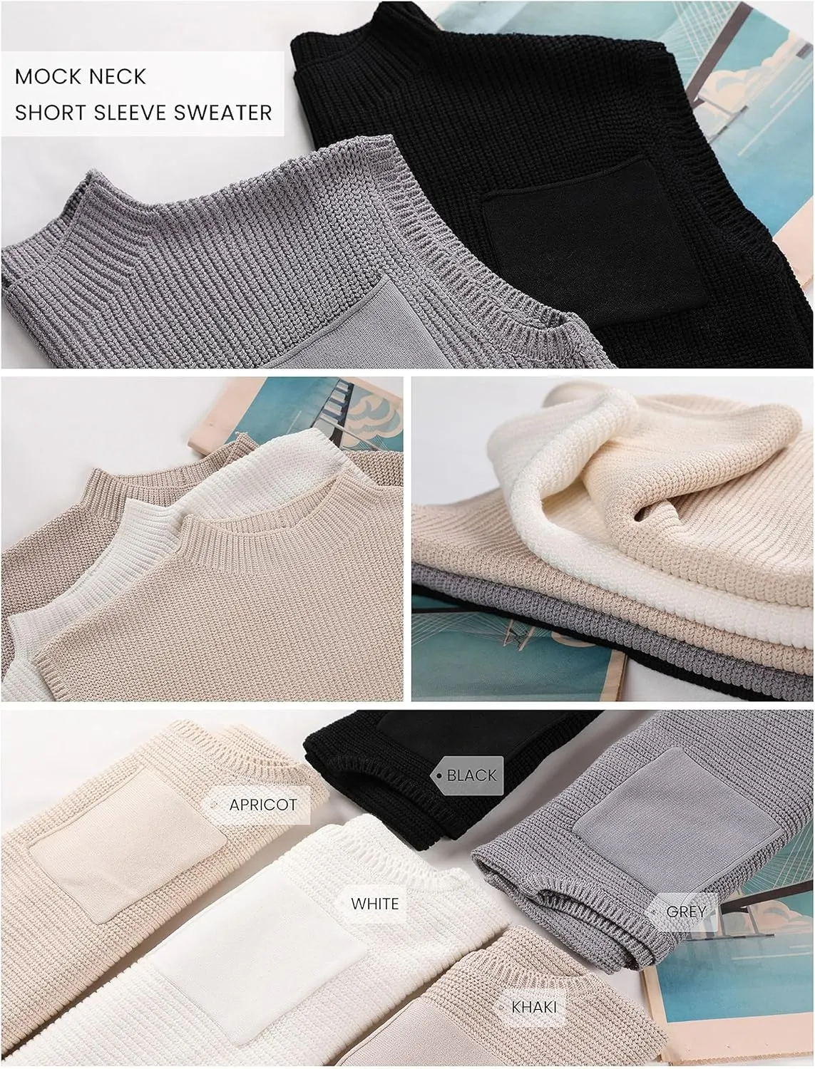 Himosyber Women's Solid Sleeveless Vest Mock Neck Cap Sleeve Knitwear Sweater Tops