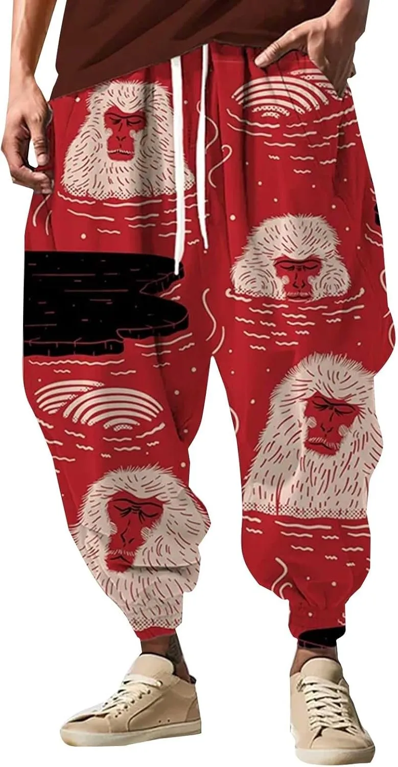 Hippie Graphic Boho Harem Pants Hip Hop Baggy Joggers Sweatpants Loose Fit Yoga Beach Drop Crotch Aladdin Trousers