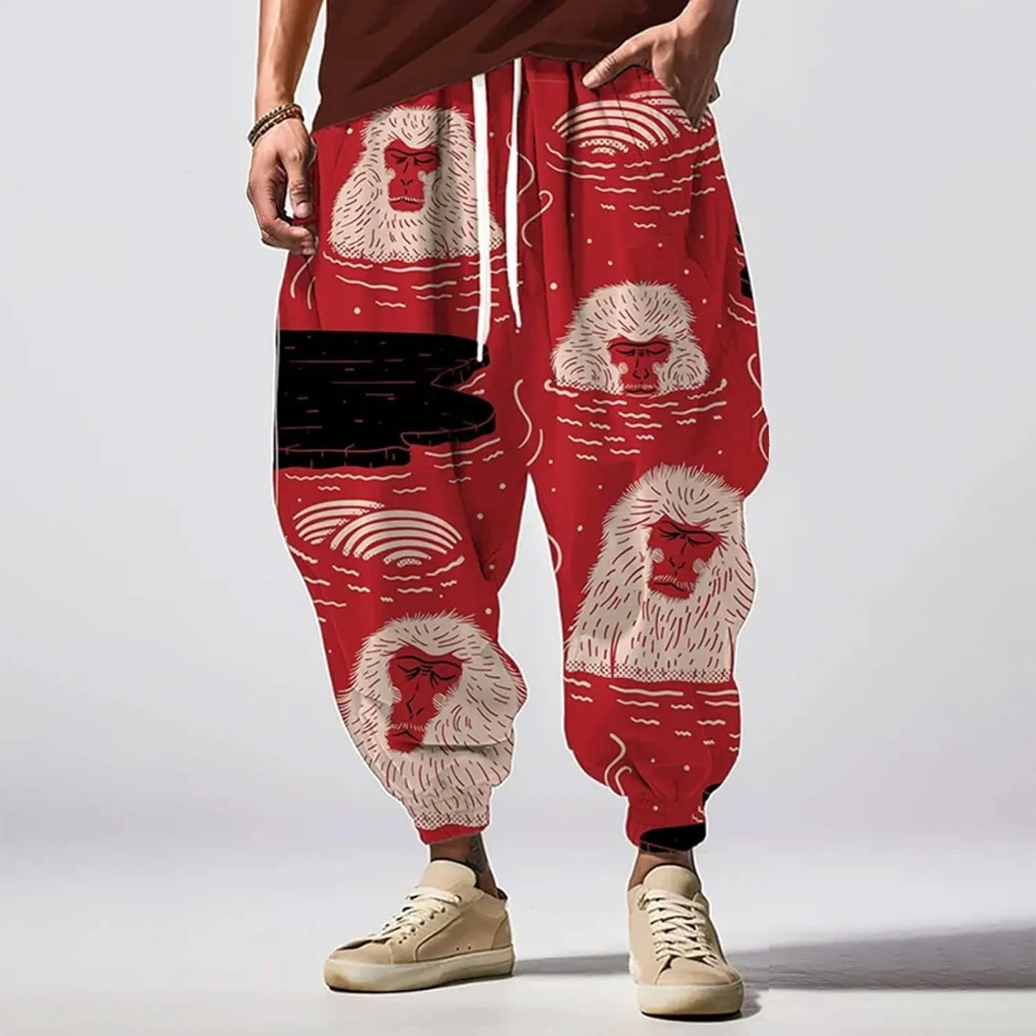 Hippie Graphic Boho Harem Pants Hip Hop Baggy Joggers Sweatpants Loose Fit Yoga Beach Drop Crotch Aladdin Trousers