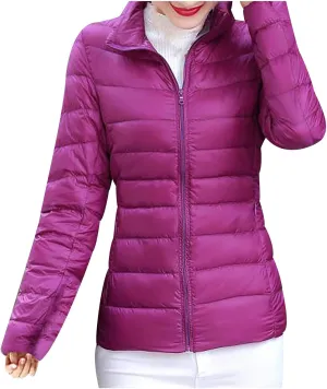 hlysgo Women's Slim-Fit Quilted Puffer Jacket Lightweight Padded Warm Winter Casual Down Coat Zip Jackets