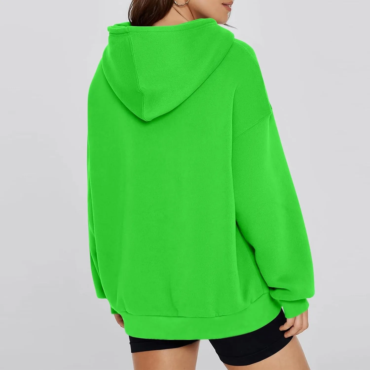Hoodies for Women Preppy Oversized Fleece Pullover Plain Hoodie with Pockets Sweatshirt Winter Cute Sweatshirts