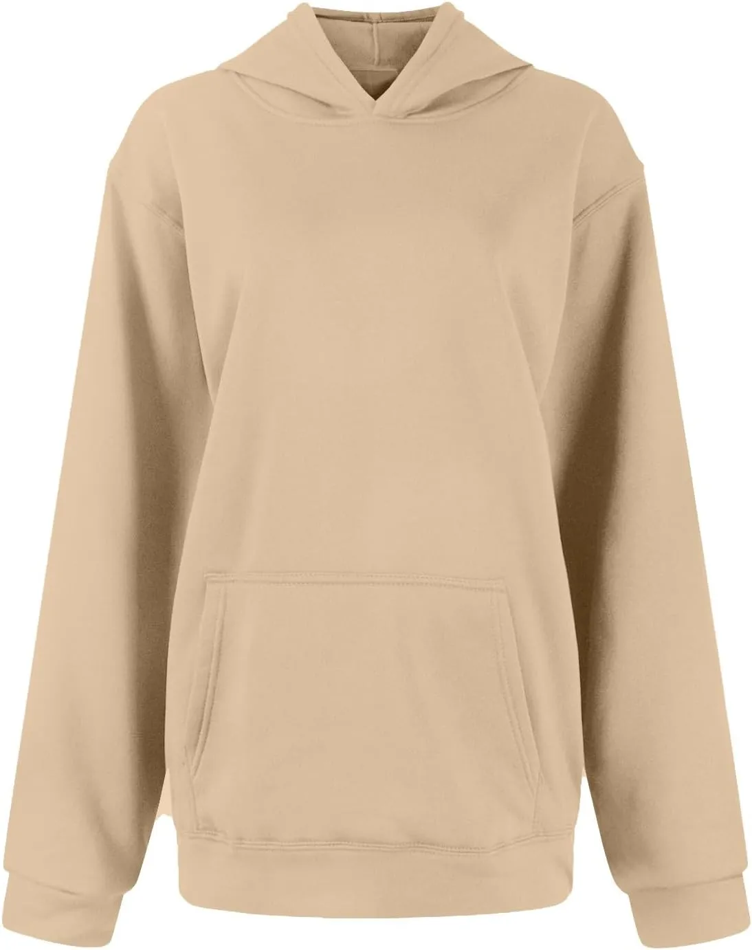Hoodies for Women Preppy Oversized Fleece Pullover Plain Hoodie with Pockets Sweatshirt Winter Cute Sweatshirts