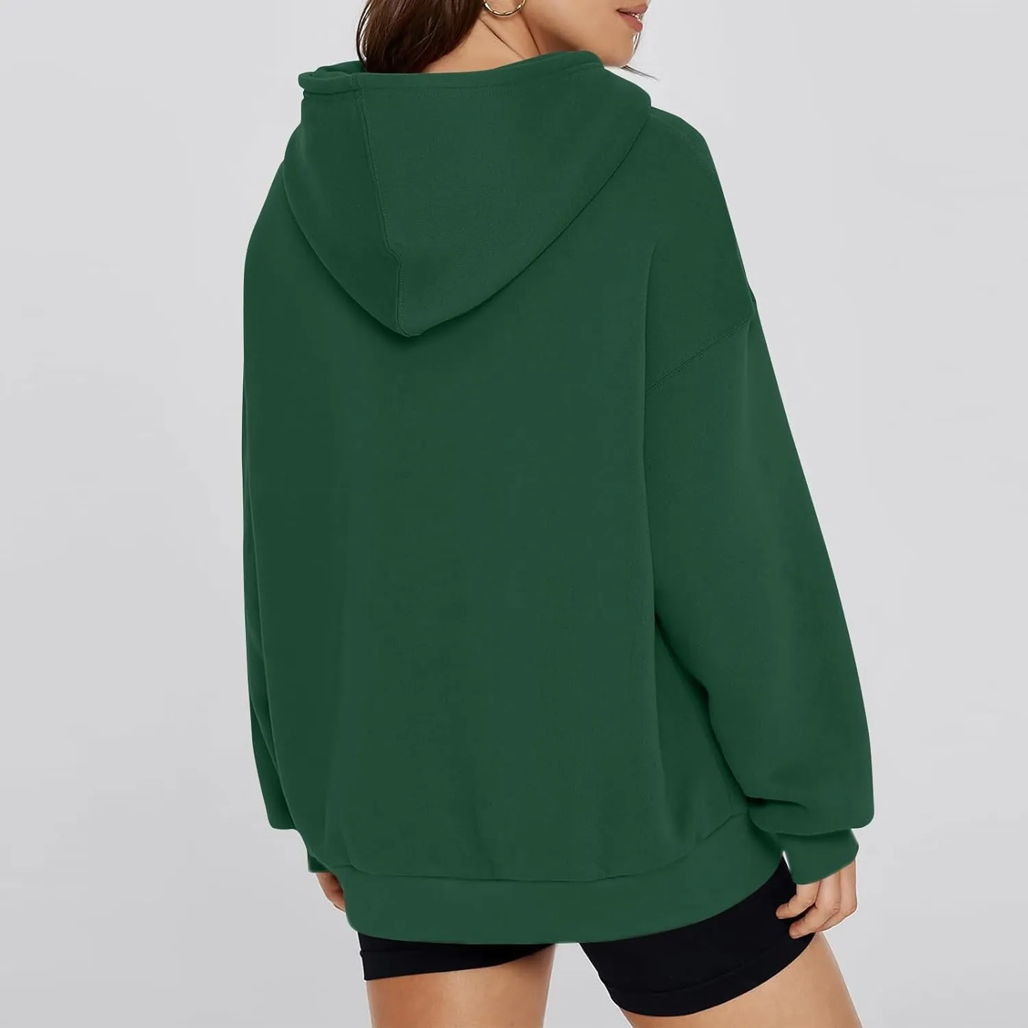 Hoodies for Women Preppy Oversized Fleece Pullover Plain Hoodie with Pockets Sweatshirt Winter Cute Sweatshirts