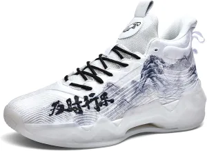 Hopelong High Upper Mens Basketball Shoes Breathable Non Slip Outdoor Sneakers Cushioning Workout Shoes High Collar Basketball Shoes for Boys Coolest Basketball Shoe with Buttons (Size 5-11)