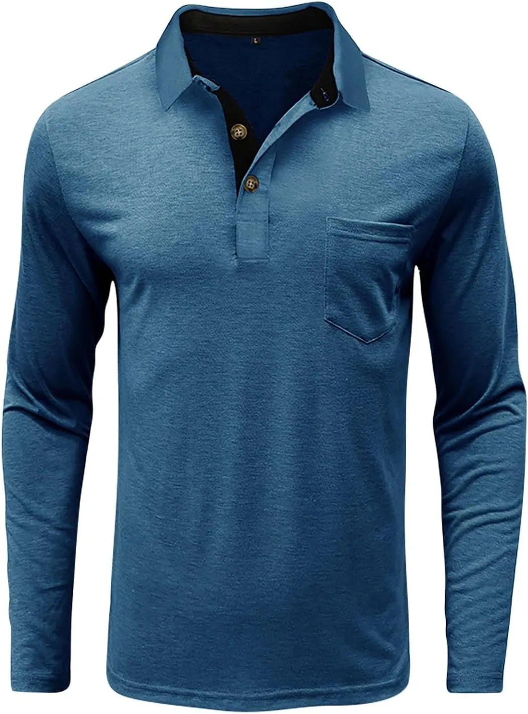 HXHYQKP Long Sleeve Polo Shirts for Men Fashion Short Sleeve Classic Button Cotton Stylish Golf Polo Shirts with Pocket