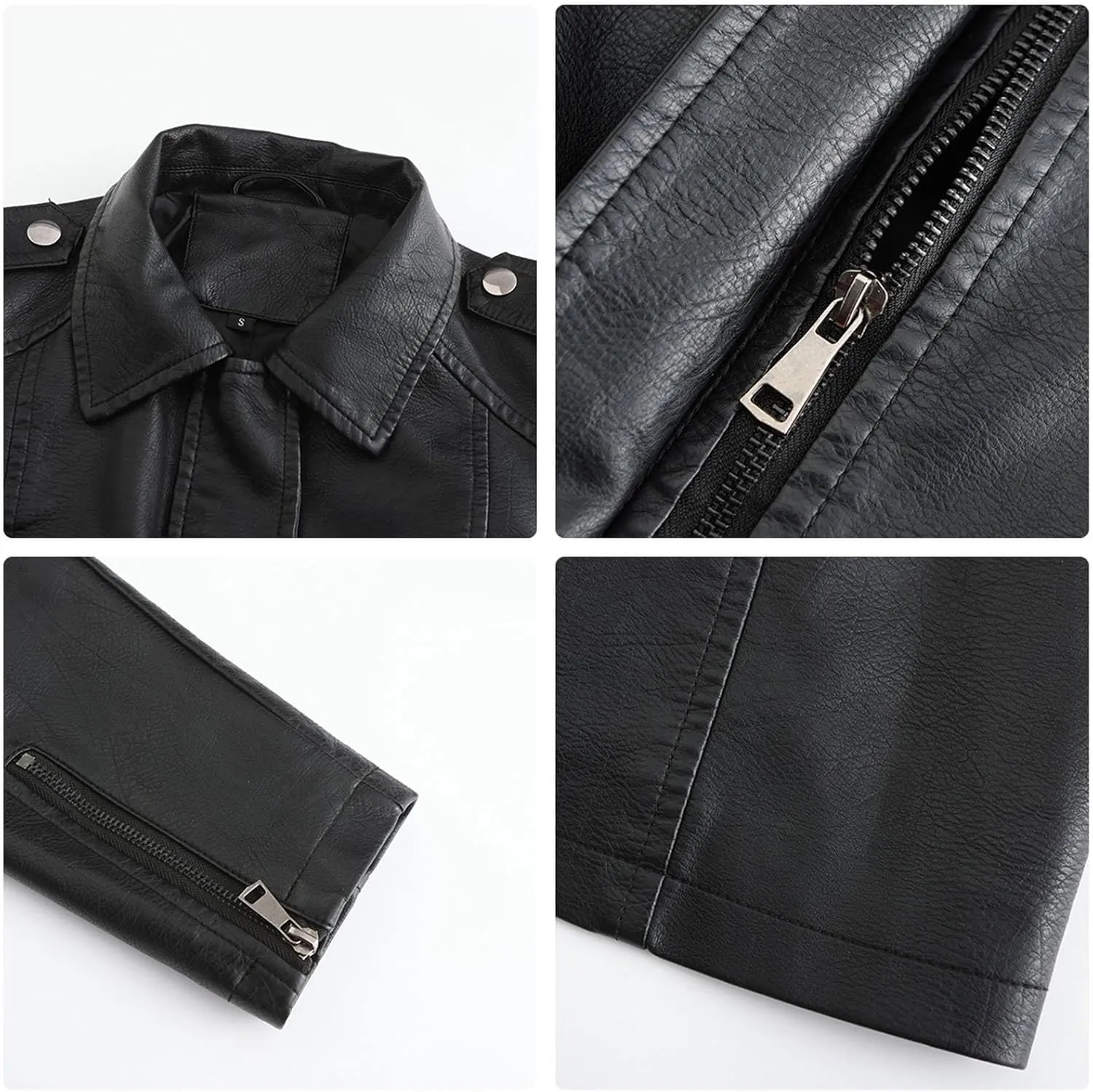 iLH Women's Mid Length Leather Jacket with Belt and Long Sleeved Leather Windbreaker British Coat Womens Casual Jacket