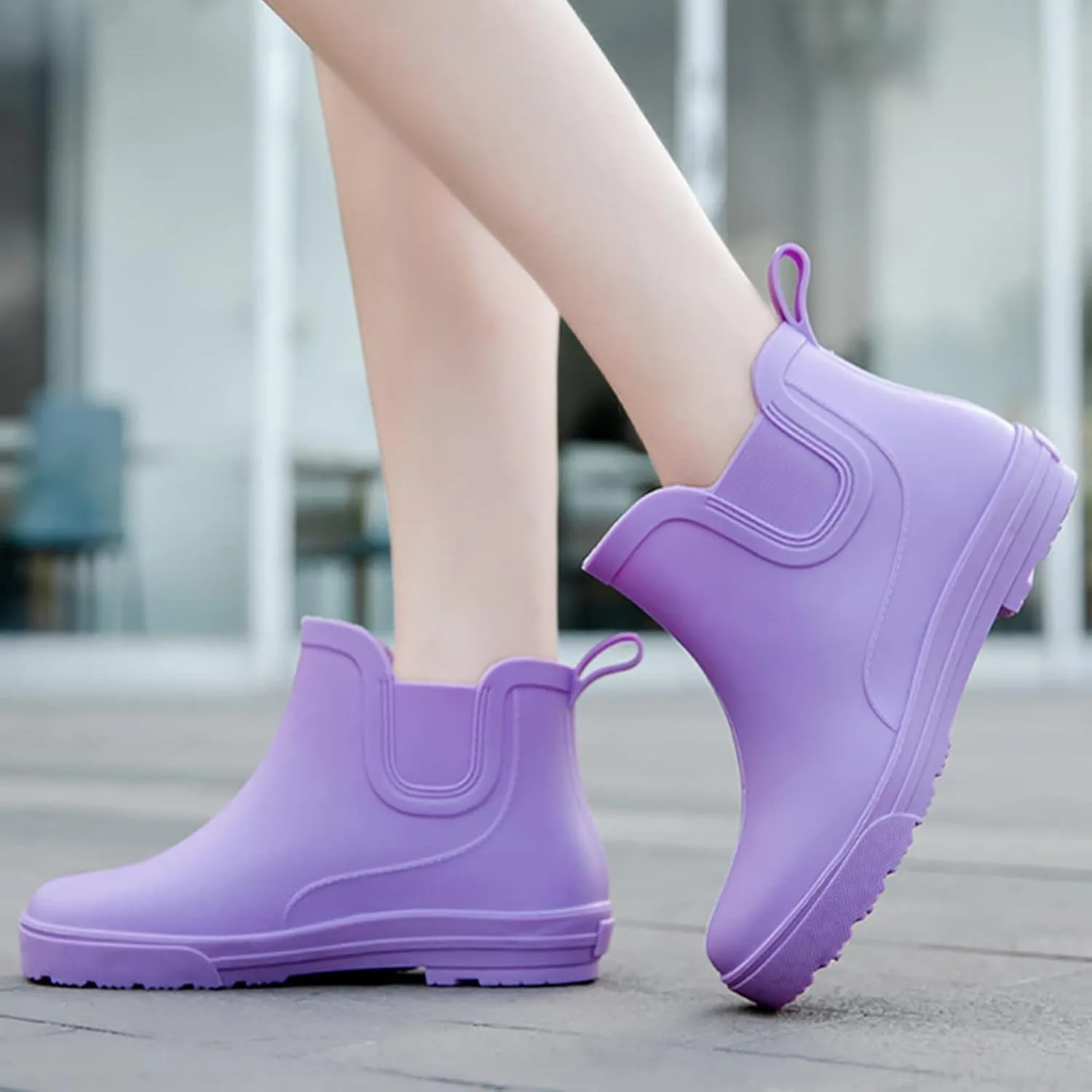 IWIHMIV Rubber Rain Boots Women Ankle Rain Boots for Women Comfort Waterproof Rain Boots Short Rainboots Shoes Lightweight Outdoor Boots