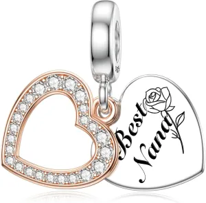 JIAYIQI Mother Sister Daughter Wife Charms Fit Charms Bracelet Necklace with Double Heart Love Charms 925 Sterling Silver Beads for Women Jewelry