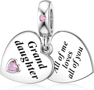 JIAYIQI Mother Sister Daughter Wife Charms Fit Charms Bracelet Necklace with Double Heart Love Charms 925 Sterling Silver Beads for Women Jewelry