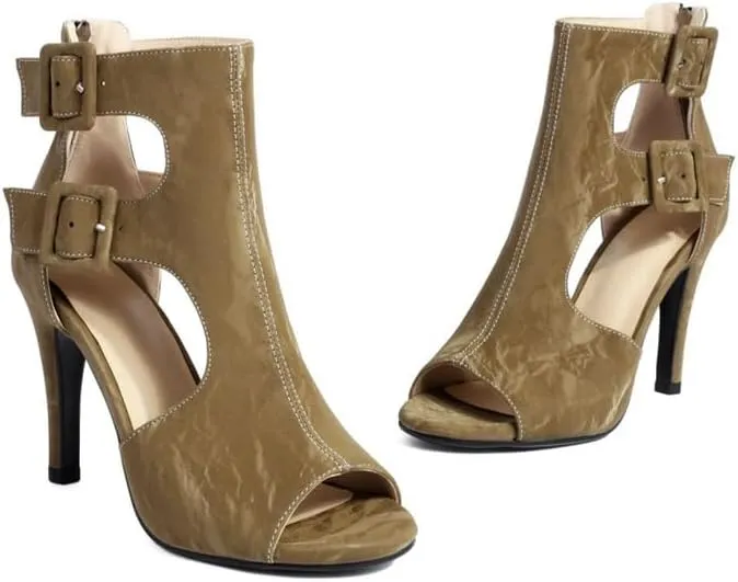 JUODVMP Women's Dance Shoes Cut-Out Ballroom Dancing Heels Fashion Sandals for Women