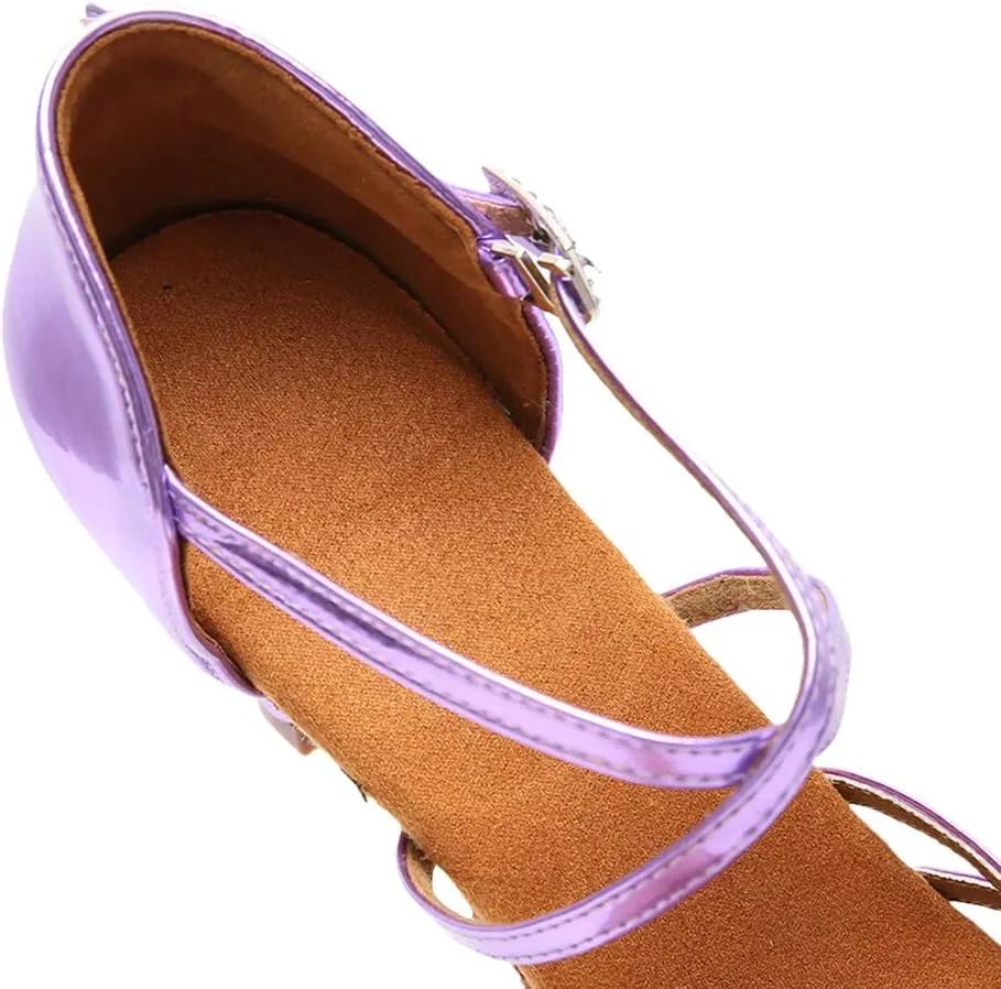 JUODVMPLatin Dance Practice Shoes Women's Satin Heels Latin with Rhinestone Dance Shoes Heels,Model D611