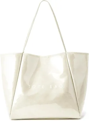 KALIDI Large PVC Tote Bag Women Weekender Hobo Bag Travel Purse Kraft Paper Oversize Shoulder Handbag for Work College Beach