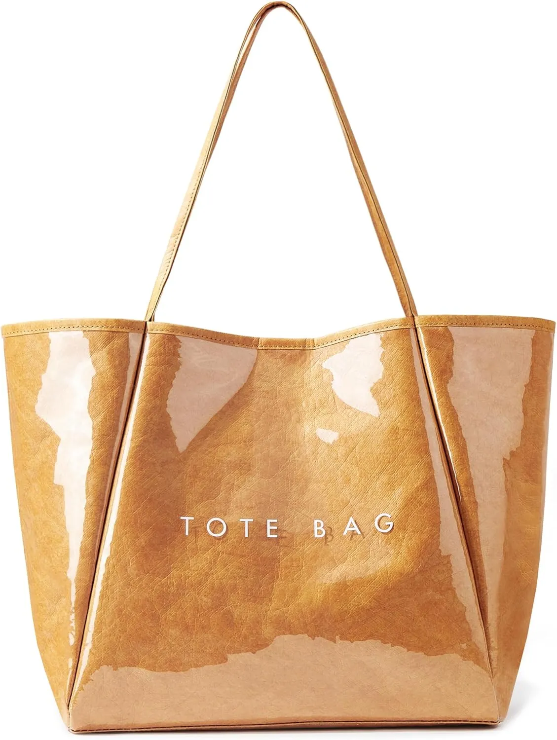 KALIDI Large PVC Tote Bag Women Weekender Hobo Bag Travel Purse Kraft Paper Oversize Shoulder Handbag for Work College Beach
