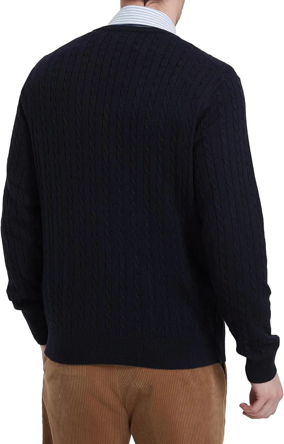 Kallspin Men's Cable Knit Crewneck Sweater Pullovers Wool Blend Relax Fit Knitwear